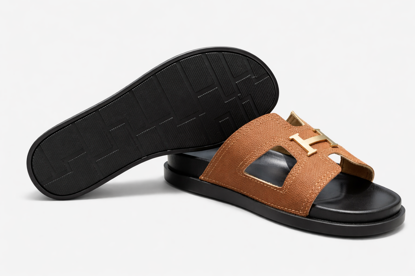 Sandales "H-Signature" à Semelle Anatomique -Marron Mognac